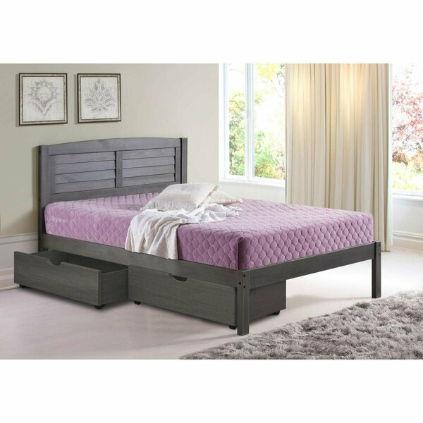 Donco Kids Full Louver Bed with Dual Storage Drawers - Antique Grey PD_212FAG_505